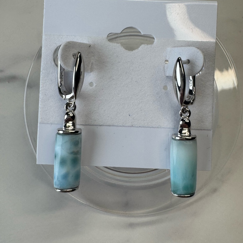 Larimar Earrings - Sterling Silver - Picture 1 of 6
